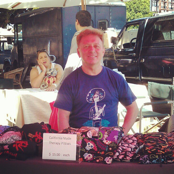 This is James at the @MelroseTrdgPost. He's by the Melrose entrance and get sells therapeutic herbal pillows and stadium pillows!