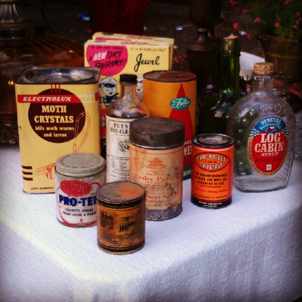 Antique household products.  Some still have the product in it! In Y34!  #melrosetradingpost #fleamarket #antique #vintage