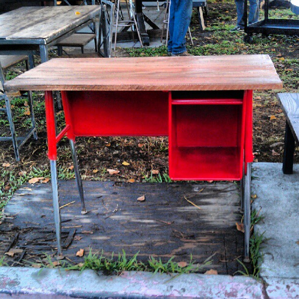 Sweet refurbished industrial desk at G3 by the Melrose entrance. #Melrosetradingpost #fleamarket #desk #vintage