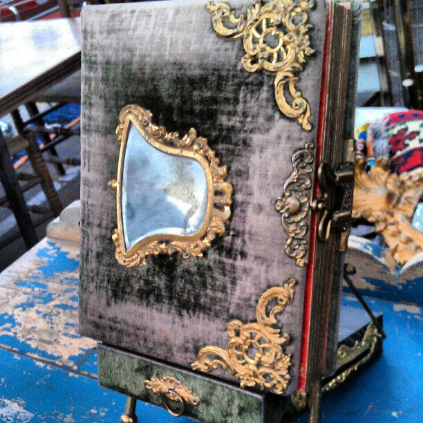 Antique velvet and brass photo album in Y37!! #MelroseTradingPost #vintage #antique #old