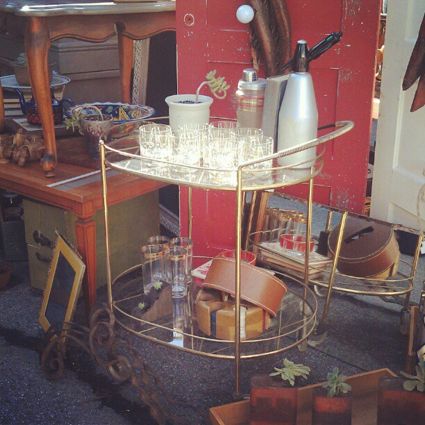 I love this bar cart from #Disregardenflea @jessicanicole #MelroseTradingPost #fleamarket #vintage #antique #bottomsup
