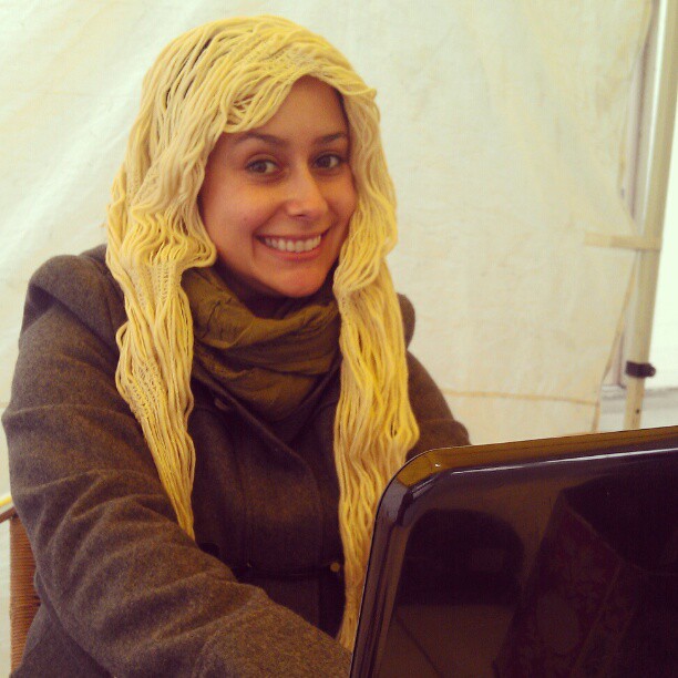 Vendor Manager Natalie is going blonde for the winter! Rapunzel! #Melrosetradingpost #spaghetti #blonde #hair