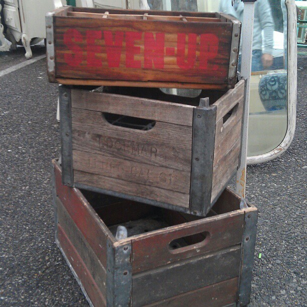 Rain Shmain! This flea market is rain or shine! #la #wood #crate #vintage #fleamarket