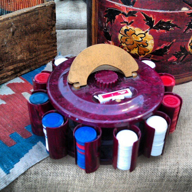 Carol in Y40 has this Amazing vintage poker set! #Melrosetradingpost #fleamarket #poker #vintage