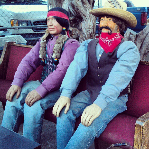Good Morning LA! In G3 we have these original handmade characters from Knotty's Berry Farm in Buena Park. #antique #vintage #fleamarket #Melrosetradingpost #cowboy #Indian