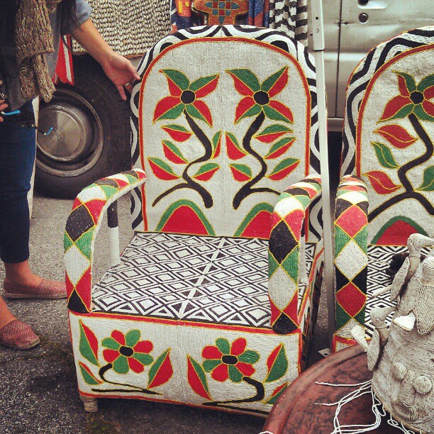 Hand-beaded African arm chair B106!! #Melrosetradingpost #fleamarket #international #Africa #handmade #home