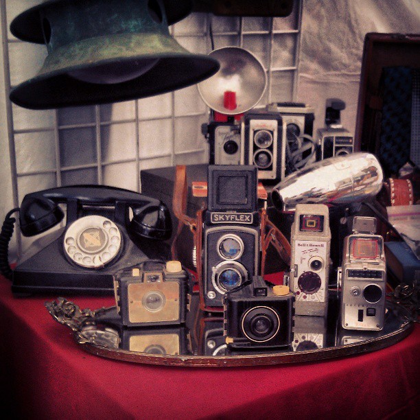 Cameras, Retro Telephones and Lamps... What more could you ask for? #Melrosetradingpost #fleamarket #camera #phone #retro #vintage #photography