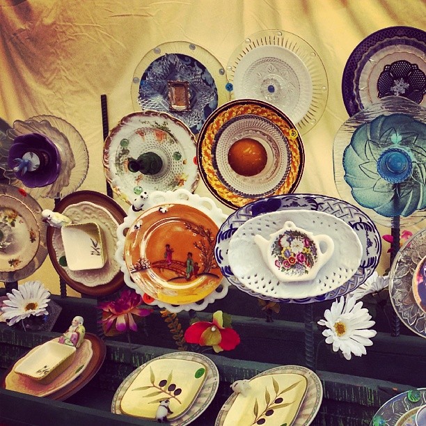 We love these bird feeders in B56! They are made with repurposed vintage dishes!