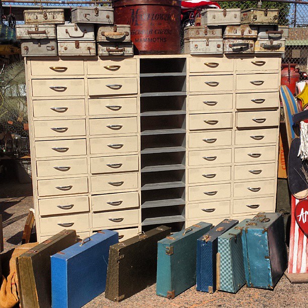 Good morning LA!! We love these antique storage solutions. Think of the storage possibilities!