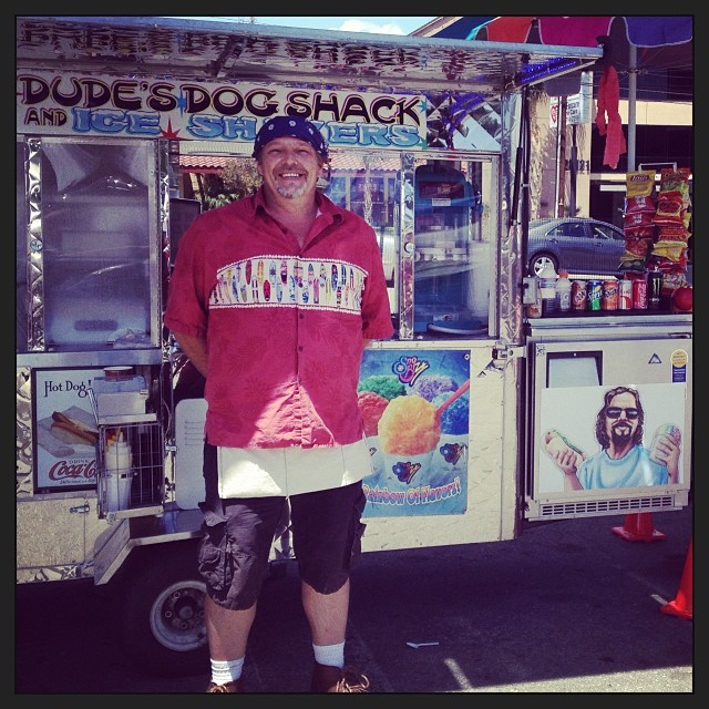 The Dude is here today!Shaved Ice, Hot Dogs and more from Dude's Dog Shack and Ice Shavers - all super YUM!