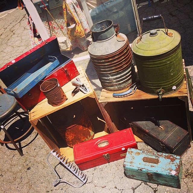 Cool #vintage #industrial containers at @plaidkatdesigns #antiques #fleamarket #collectibles #recycled