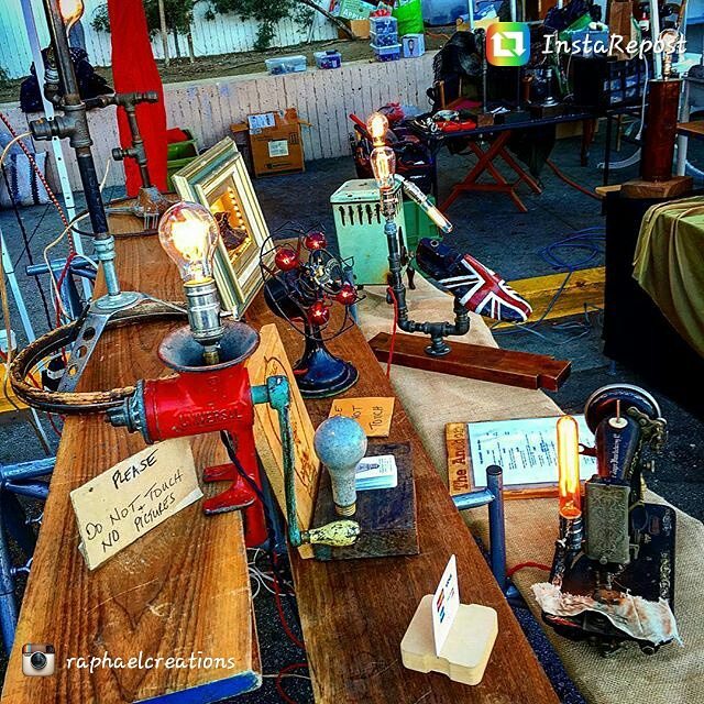 Lisa of @raphaelcreations is hanging out in the market with her gorgeous original lamp creations!! #MTPfairfax #ShopLocal #RaphaelCreations