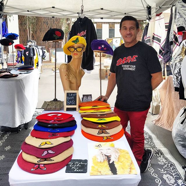 YES!! We are open 12/24 AND 12/31. Get last minute gifts or a special gift for yourself while you #shoplocalla at the #Melrosetradingpost!Here we have Le Beret Bar in the @rojasclothing booth with forward thinking Freddie! His designs are always ahead of the curve. See you Sunday!...#rojasclothing #Mtpfairfax #melrose #fairfax #fleamarket #losangeles #california #communitymarket #Greenwayarts #PeopleofMTP #losangelesdesigner #fashiondesign #beret