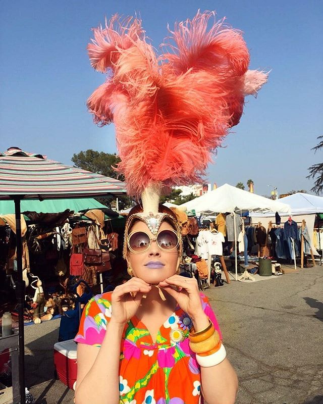 WHO'S READY FOR #SUNDAYFUNDAY?!?!...Repost from @haileyeverafterBringing you some sunshine in a week full of gloomy weather! ️Sporting one of my favorite pieces, an original 1960's showgirl headpiece found at @melrosetradingpost! #melrose #melrosetradingpost #westhollywood #losangeles #california #fairfax #vintage #1960's #mumu #vintageootd