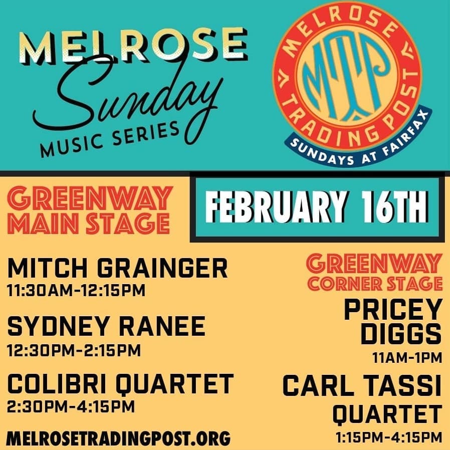 Melrose Trading Post Live music line up for February 16th 2020!